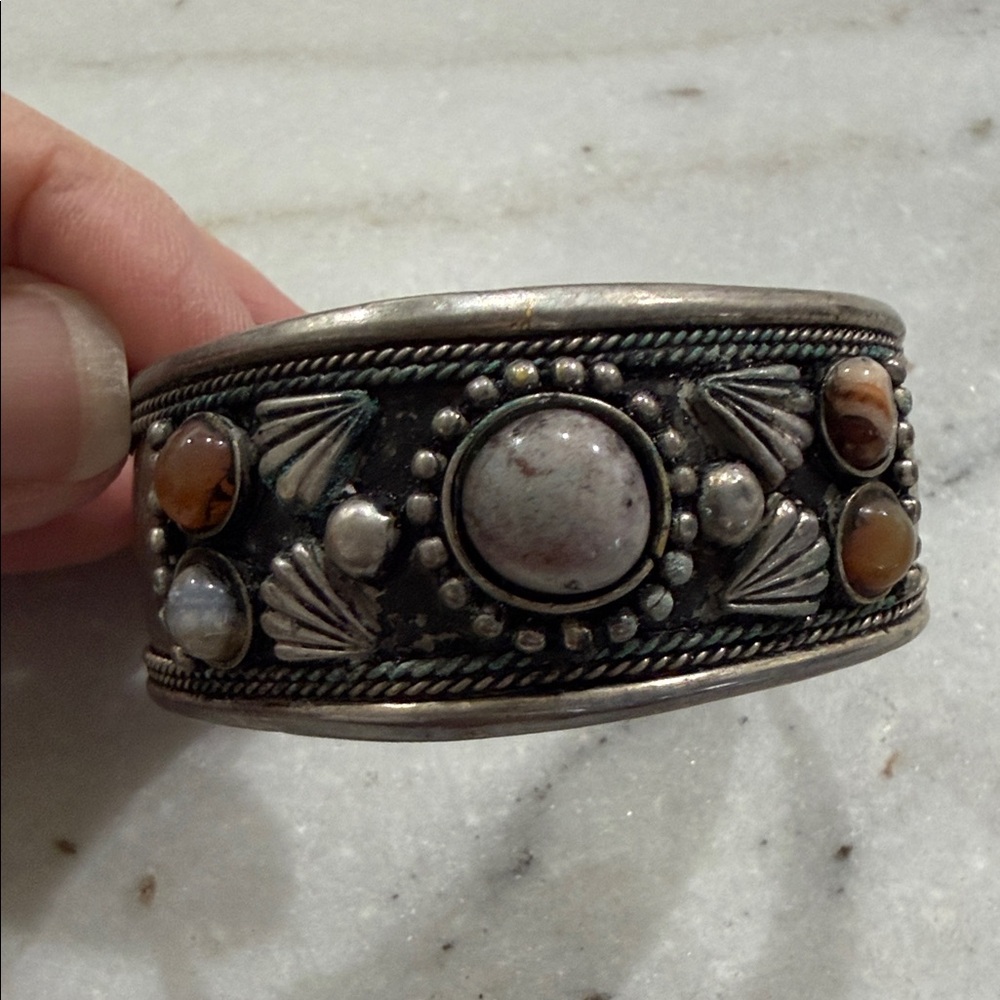 Elegant Silver and Brown Women's Bracelet